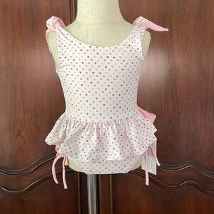WILDLING Girls Light Pink Heart Ruffle Swimsuit Size 9M